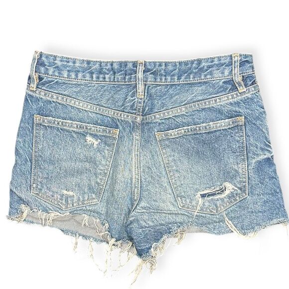 WE THE FREE Women’s Blue Distressed Good Times Relaxed Cutoff Denim Shorts Mid R - Picture 3 of 7
